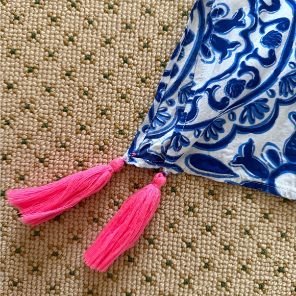 EUC Lilly Pulitzer Sydney Caftan Tunic Top w Tassels - Picture 2 of 9